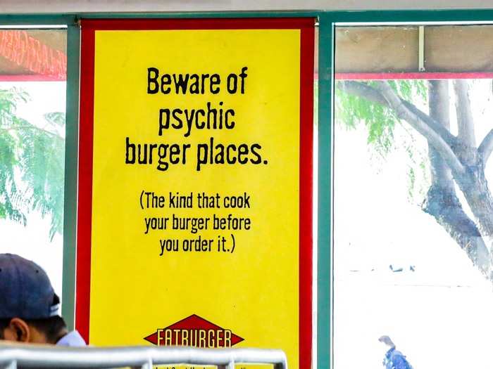 The sign also states that Fatburger founder Lovie Yancey loved music (and musicians). As a result, Fatburger was the choice hangout for stars like Ray Charles and Redd Foxx.