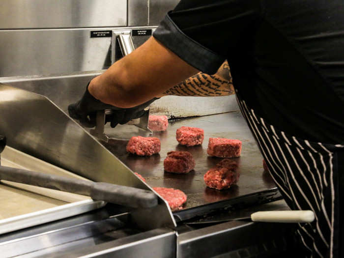 ShackMeister burgers are made with the same patties as other Shake Shack burgers. Ground beef and spices are formed into a small puck and tossed on the grill.