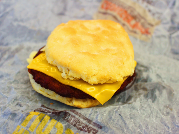 5. BURGER KING: Since the sausage biscuit was so reasonably priced, I decided to see if adding cheese for just $0.30 could save it.