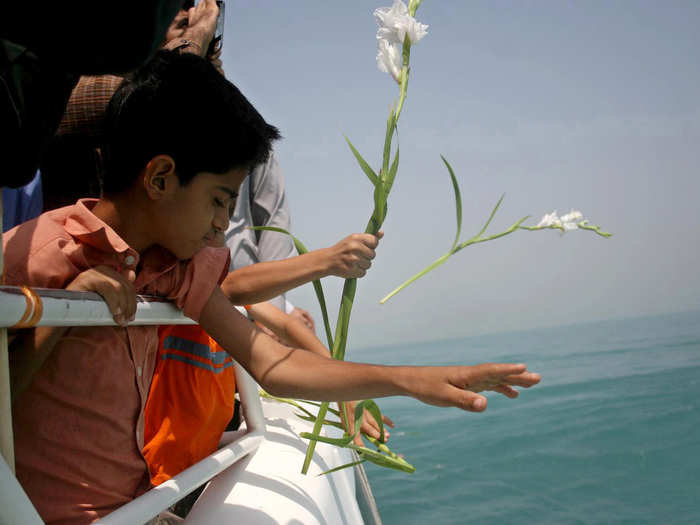 The plane crashed into the water. Neither one of the US ships tried to help, or search for survivors.