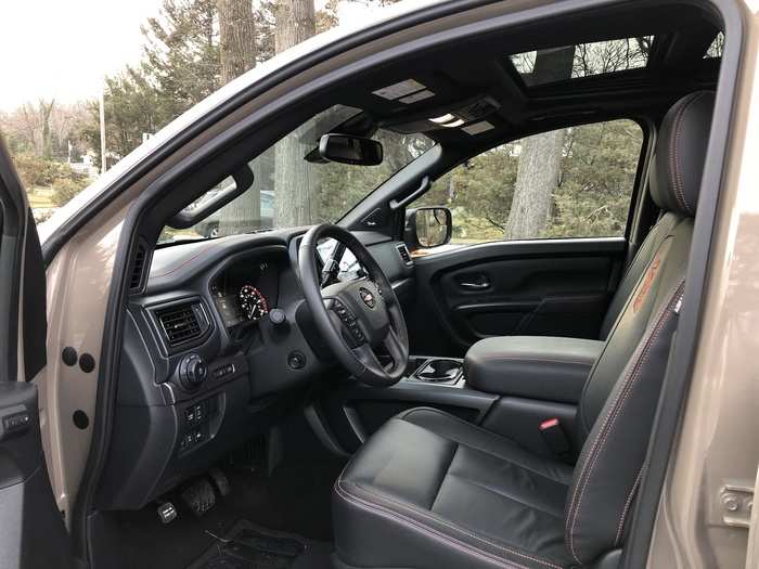 Inside, the Titan has perhaps the coolest interior in the segment, with its only proper rival being the aggressively styled Ford Raptor.