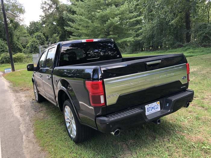 The "agate black" paint job and shimmering chrome highlights gave this pickup a near-luxury vibe. As you can see, my tester came with a short bed. We generally don