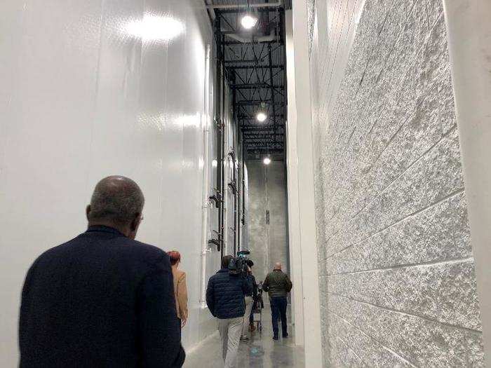 When I arrived, Walmart representatives led me to the back of the store, through a pair of double doors and down this narrow, fluorescent-lit hallway.