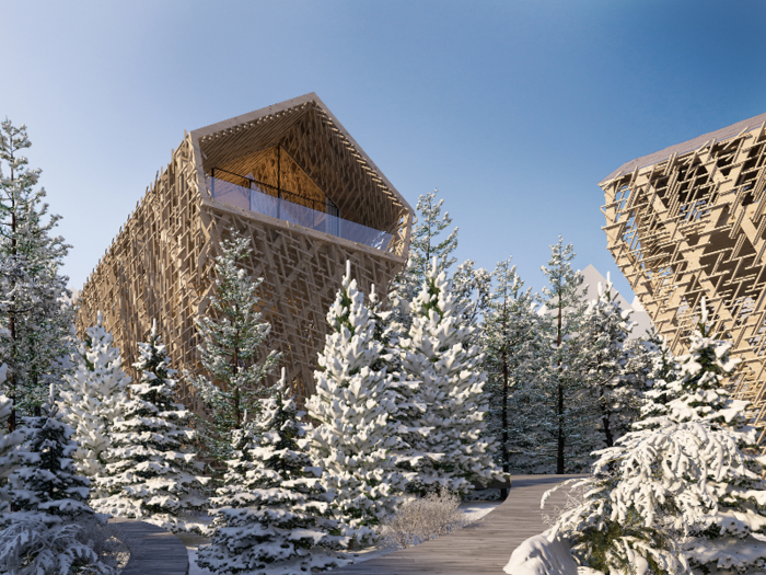 As part of a new 7-star hotel project in Kitzbühel, Peter Pichler Architecture has proposed a design for luxury "tree suites" that rise above the surrounding forest.