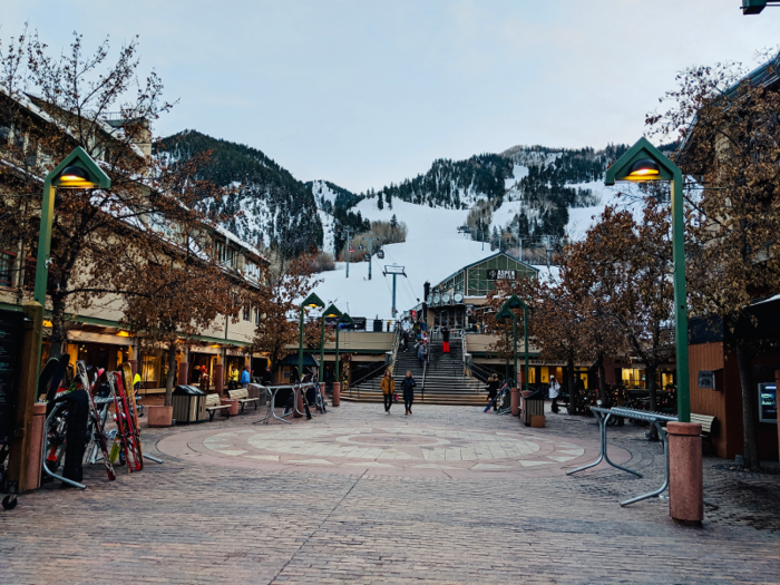 The shuttle drops you off right outside the village, which sits at the base of Aspen Mountain.