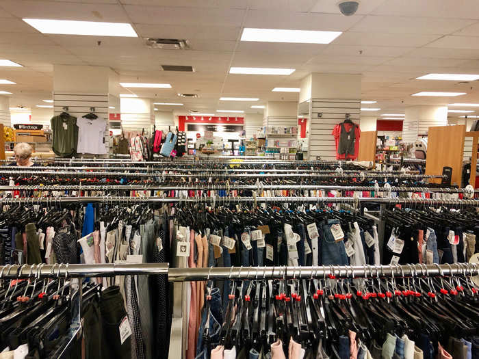 Most of the clothing section was packed with racks arranged by size and style.