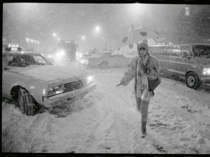 In 1983, a woman crossed the road wielding an umbrella, even as gusts whipped by at about 40 mph.