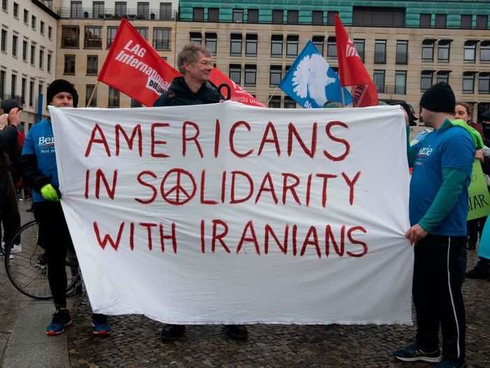 Anti-US demonstrations in Iran were matched with protests in American cities and other countries that pushed back on the possibility of the US entering a war and sending thousands of more troops to the Middle East.