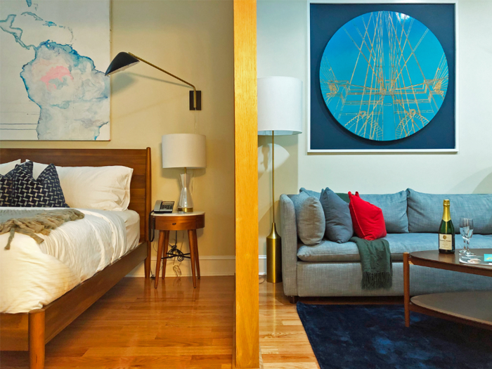 You can book a penthouse suite at the boutique Henry Norman Hotel in Greenpoint, Brooklyn for less than some entry-level rooms in Manhattan - here