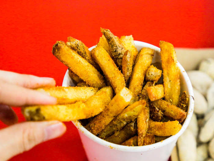 I returned to my ever-faithful companion, the fried potato. I gladly clogged up my arteries with these crispy-outside, soft-inside spud sticks.