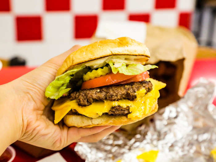 I tried to build a burger that was similar in build to a double-double. Two patties with melted American cheese, topped with tomatoes, pickles, lettuce, and grilled onions. Sadly, they forgot the grilled onions.