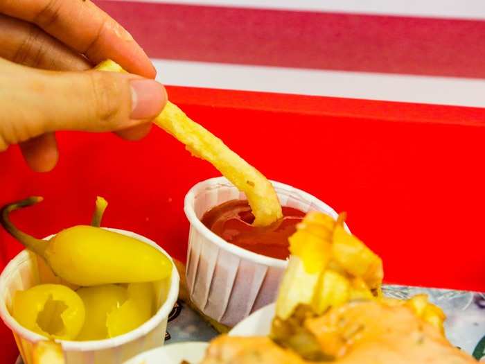 I thought maybe the sauce was making the fries soggy, so I pulled out an untainted fry and tried it on its own. Nope. Sad, bland cardboard.