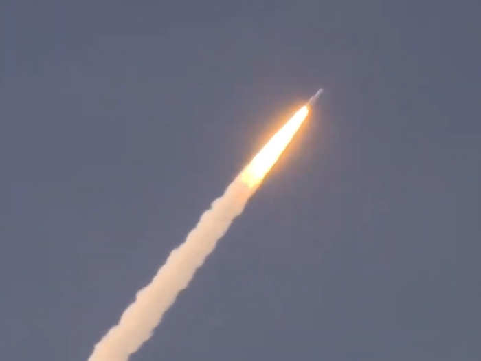 Powering its way into space, Ariane 5 broke the sound barrier and was travelling at Mach 1 one minute into the launch.