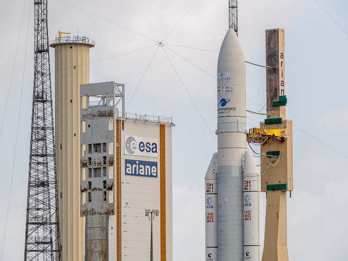 On 16 January, the Ariane 5 rocket was docked on the launch pad as Arianespace conducted last-minute preparations.