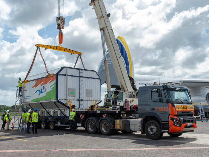 Once it was ready, it had to be shipped to Guiana Space Center in South America.