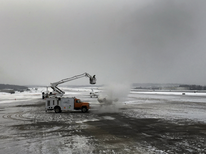 In cold winter months when precipitation occurs or ice builds up on an aircraft