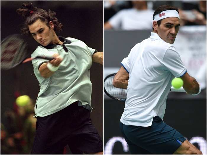 Roger Federer sports a much cleaner hairstyle these days compared to the one he rocked in 2000.