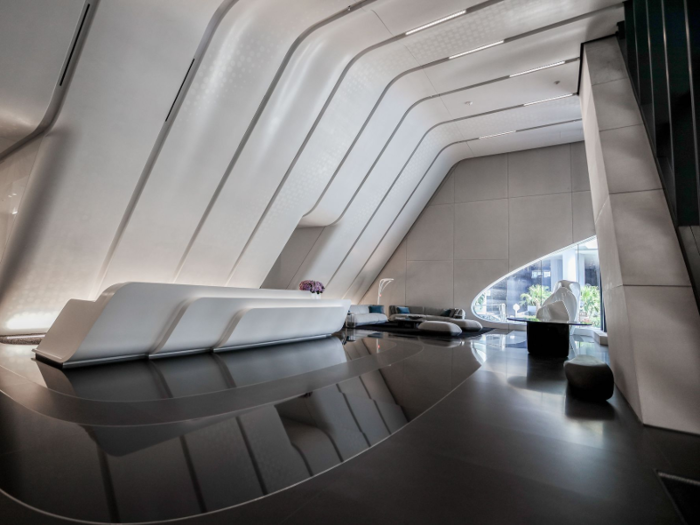 From the lobby, residents can access their condos via high-speed elevators.