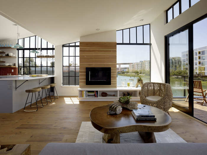 The dining room table also has a built-in window seat, with storage.