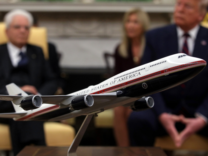 President Trump, who pushed for an inexpensive replacement aircraft and new paint scheme for Air Force One, frequently shows off the model of the new plane when foreign leaders to come to visit the White House.