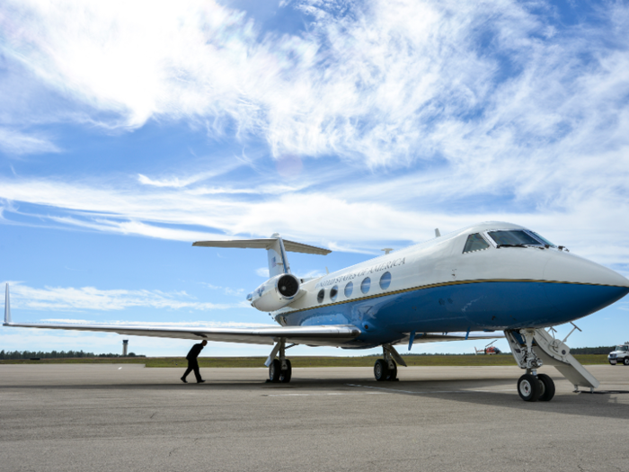 A Gulfstream III, known as the C-20, is also used for smaller missions.