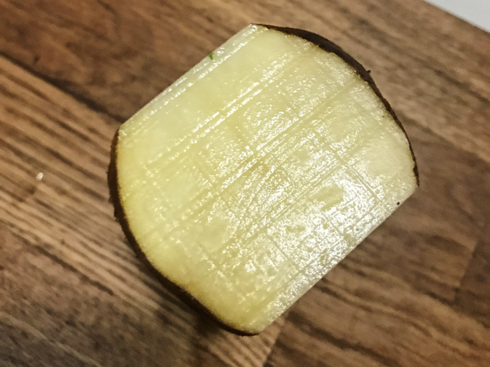 Instead, the blades barely left a mark on the potato.