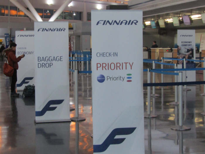 Having already checked in on the Finnair mobile app and received my boarding pass, I could skip the check-in desk and head straight to the gate.