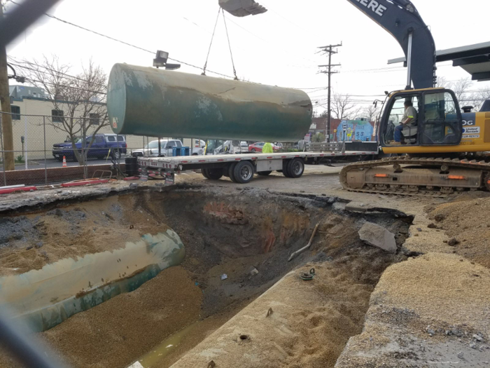 The construction process included removing the underground storage tanks that held petroleum.