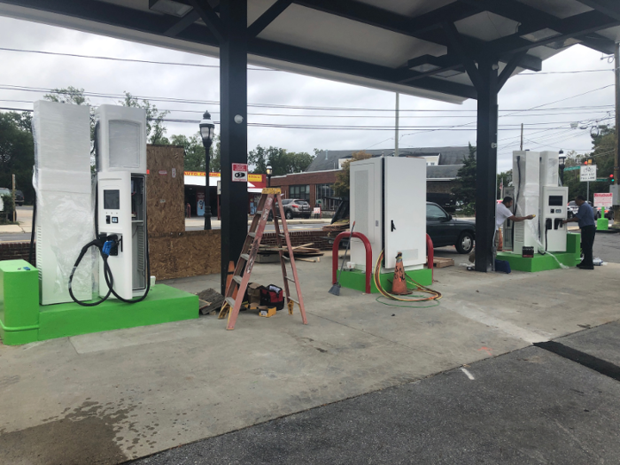 The station has four charging dispensers that are connected to a 200-kilowatt system, CNBC reported. This allows the cars to reach an 80% charge in 20 to 30 minutes.