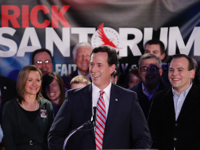 In 2012, Republican Rick Santorum won the Iowa caucuses, with 24.6% of votes. He narrowly beat Mitt Romney by 34 votes. But he dropped out of the race in April, and Romney got the party