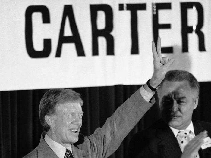 In 1980, Jimmy Carter won the Iowa caucuses again with 59% of the vote. He got the Democrat nomination, beating Ted Kennedy, but he lost the presidential race to Ronald Reagan.