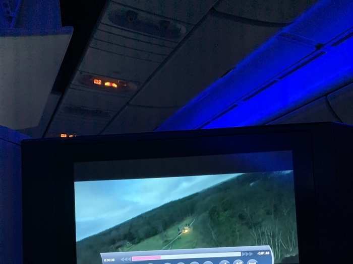 After we took off, a wide selection of movies became available on the entertainment system. My first choice was "White House Down."