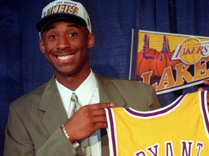 After a trade with the Charlotte Hornets, the Los Angeles Lakers selected Bryant straight out of high school with the 13th overall pick in the draft.