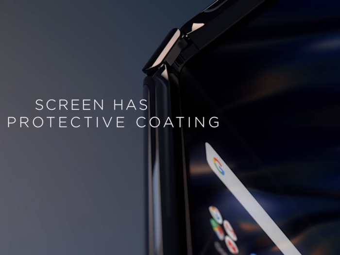 Motorola is making it clear that the new Razr has a protective coating pre-installed on the screen.