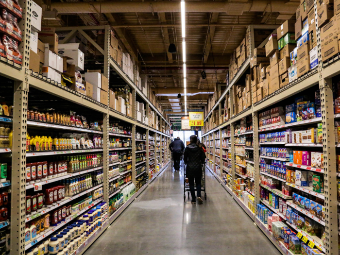 The aisles of packaged food were super wide and almost reminiscent of a wholesale warehouse like Costco.