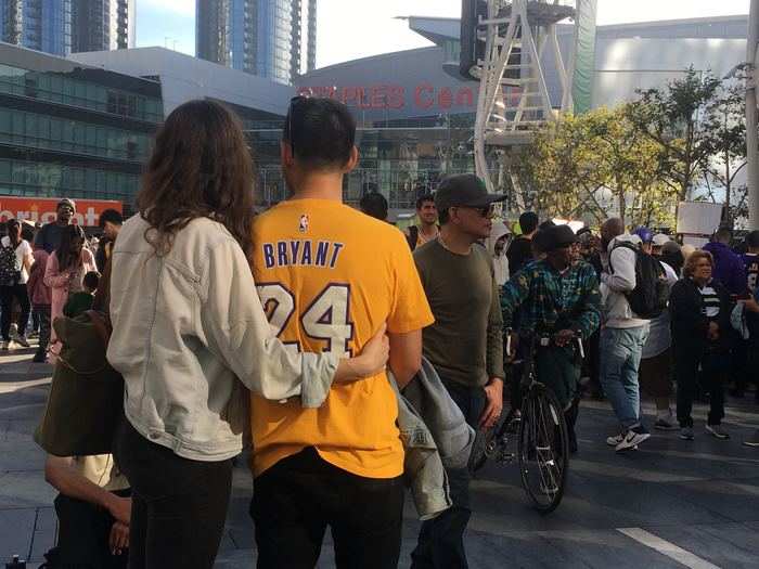 People sought comfort and solidarity with other Lakers fans amid the loss of Bryant.