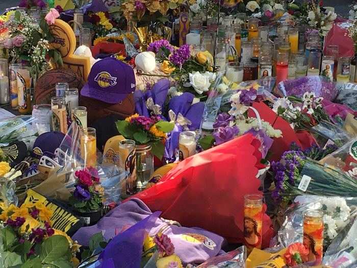 The Xbox Plaza was filled with memorabilia commemorating the NBA icon.