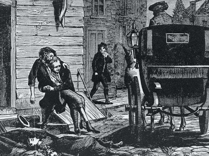 A yellow fever outbreak spread throughout Philadelphia in 1793.