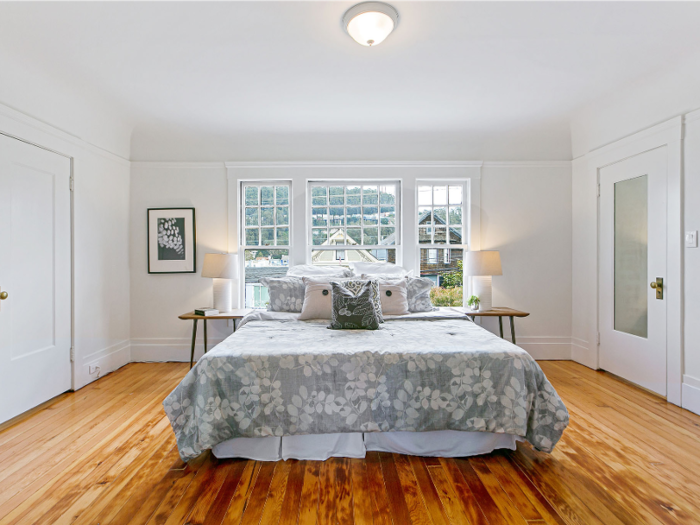 Upstairs is the master bedroom with front-facing windows.