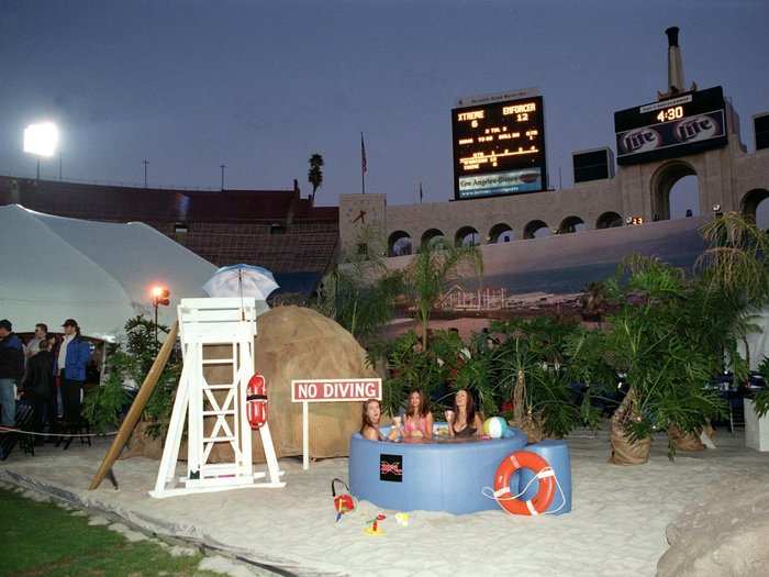 Once games were underway, the league even set up hot tubs at either end of the field, filled with strippers.