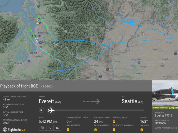 A monumental day for Boeing, the aircraft performed routine tests before heading back to Seattle.