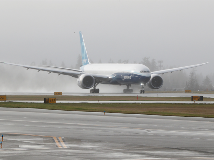 Its wingspan is almost as wide as the aircraft is long — wingtip to wingtip it spans 212 feet and 8 inches.