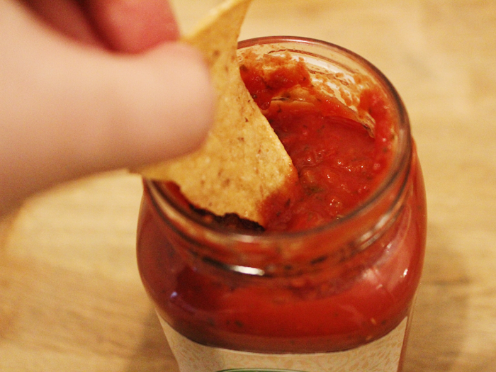 Dipping in, I realized the salsa was a perfect combination of a more liquid-based tomato sauce packed with chunky vegetables. It was the best of both worlds.