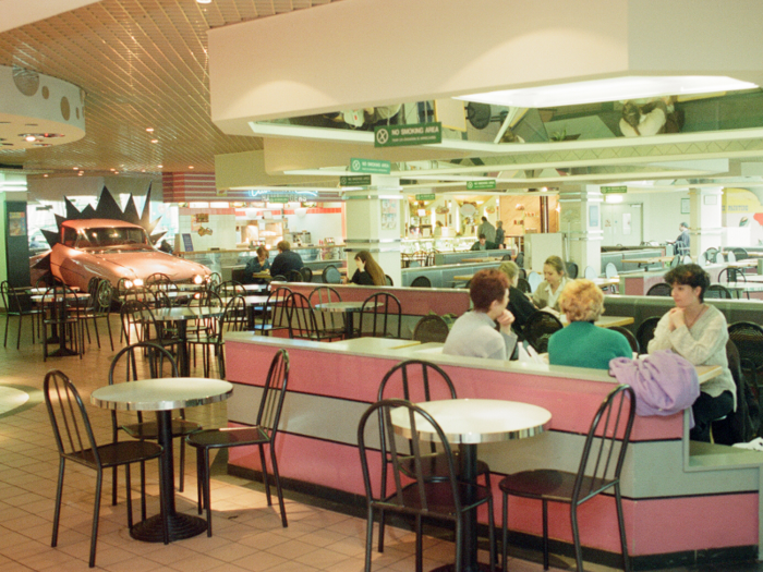 Malls of yesteryear tended to be over-the-top in their design, and some mall food courts were no different.