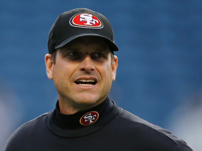 Jim Harbaugh was the 49ers head coach.