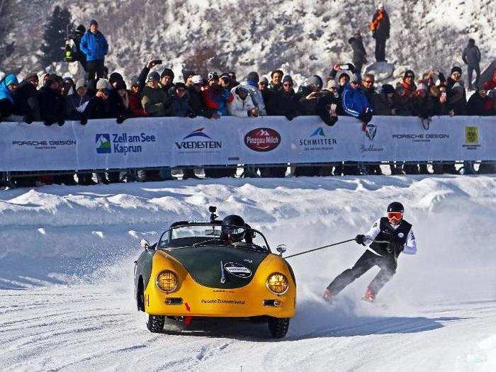 Speaking of, the car will tow a skier during an event called skijoring, a winter sport in which a skier is pulled by a horse, a pack of dogs, or, in this case, a 626-horsepower luxury grand tourer.