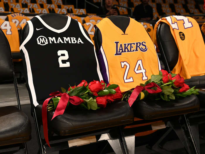 The LA Lakers left 2 empty seats for Kobe and Gianna Bryant, and gave out 20,000 Bryant jerseys at the emotional first game since his death