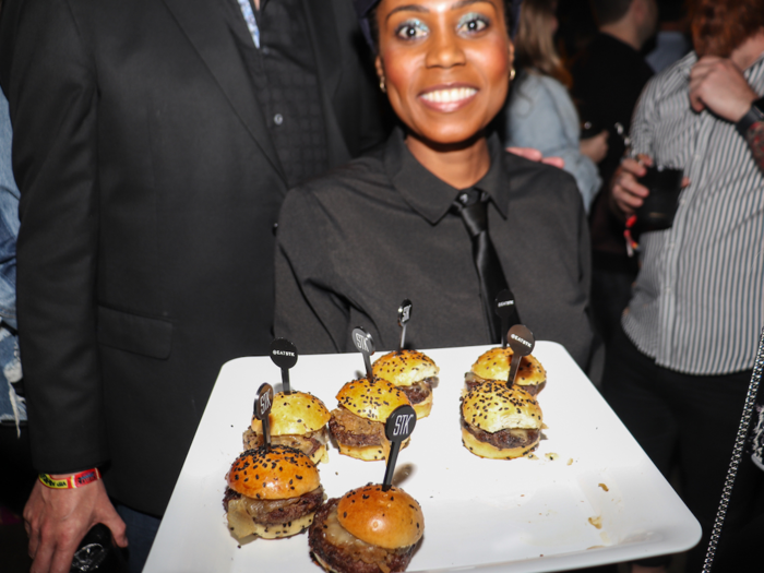 Servers walked around carrying platters of bite-sized snacks like short rib sliders and funnel cake bites.