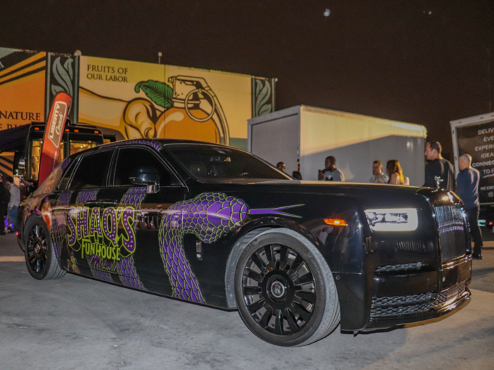 A customized Rolls Royce was parked outside the side entrance with a snake emblazoned on the side in tribute to Bryant.