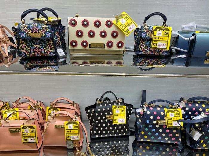 Unlike the beauty department, there were still quite a few handbags left at major discounts.